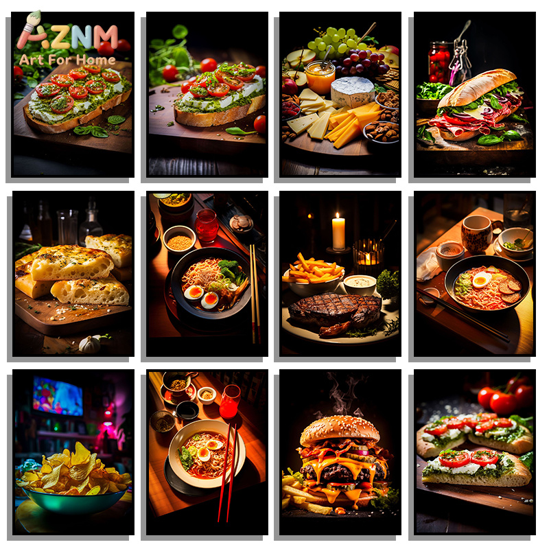 Food Snacks Restaurant - AZNM Gourmet Food Canvas Poster Bezramowy