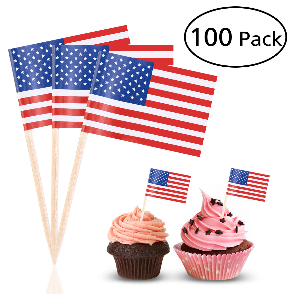 100 szt. wykałaczek z flagą am – Food Snacks For Party recenzja i cena