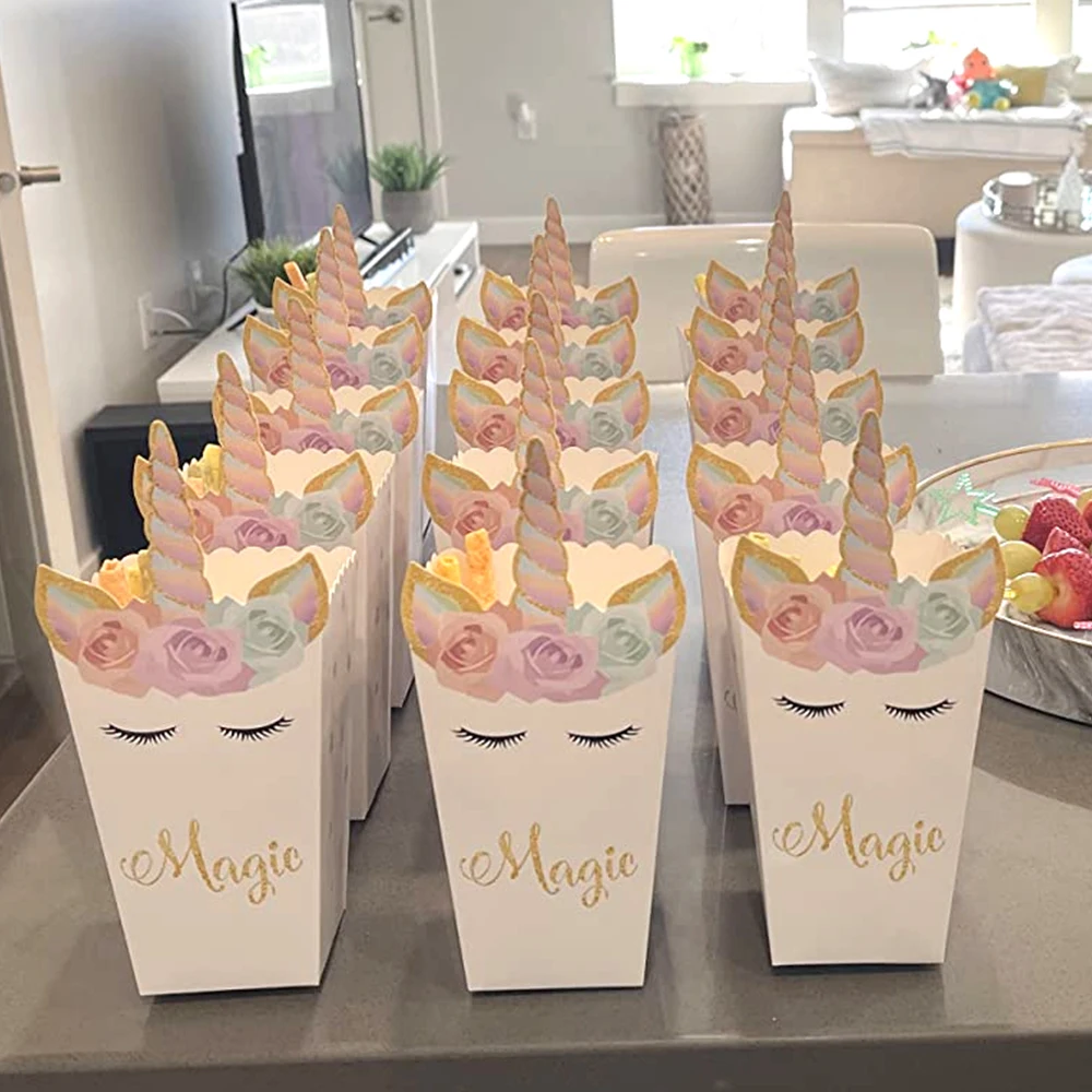 6/12szt Jednorożec Pudełko na  – Food Snacks For Baby Shower recenzja i cena