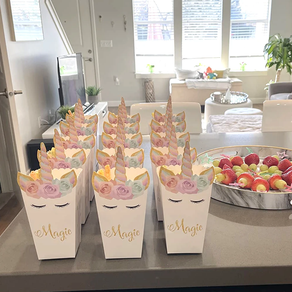 6/12szt Jednorożec Pudełko na  – Food Snacks For Baby Shower recenzja i cena